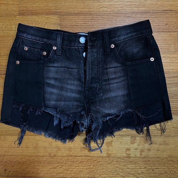 Free People We the Free Black Jean Shorts Cutoffs Shorts 24(b3 - Picture 2 of 12